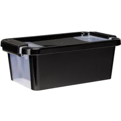 Boîte de rangement avec couvercle noir transparent 4L