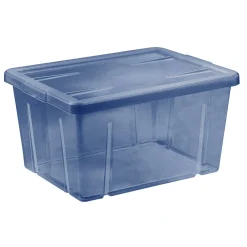 Boîte de rangement bleu avec couvercle 30L < Gifi