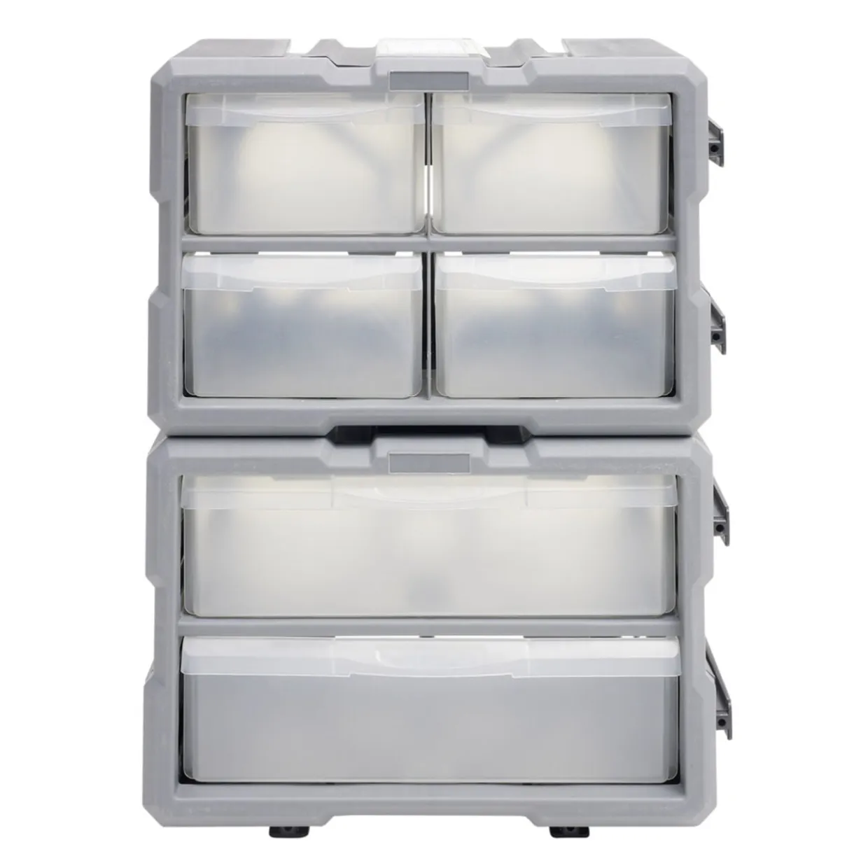 Boîte de rangement bricolage modulable plastique gris 4 casiers 28x17xH16cm < Gifi Discount