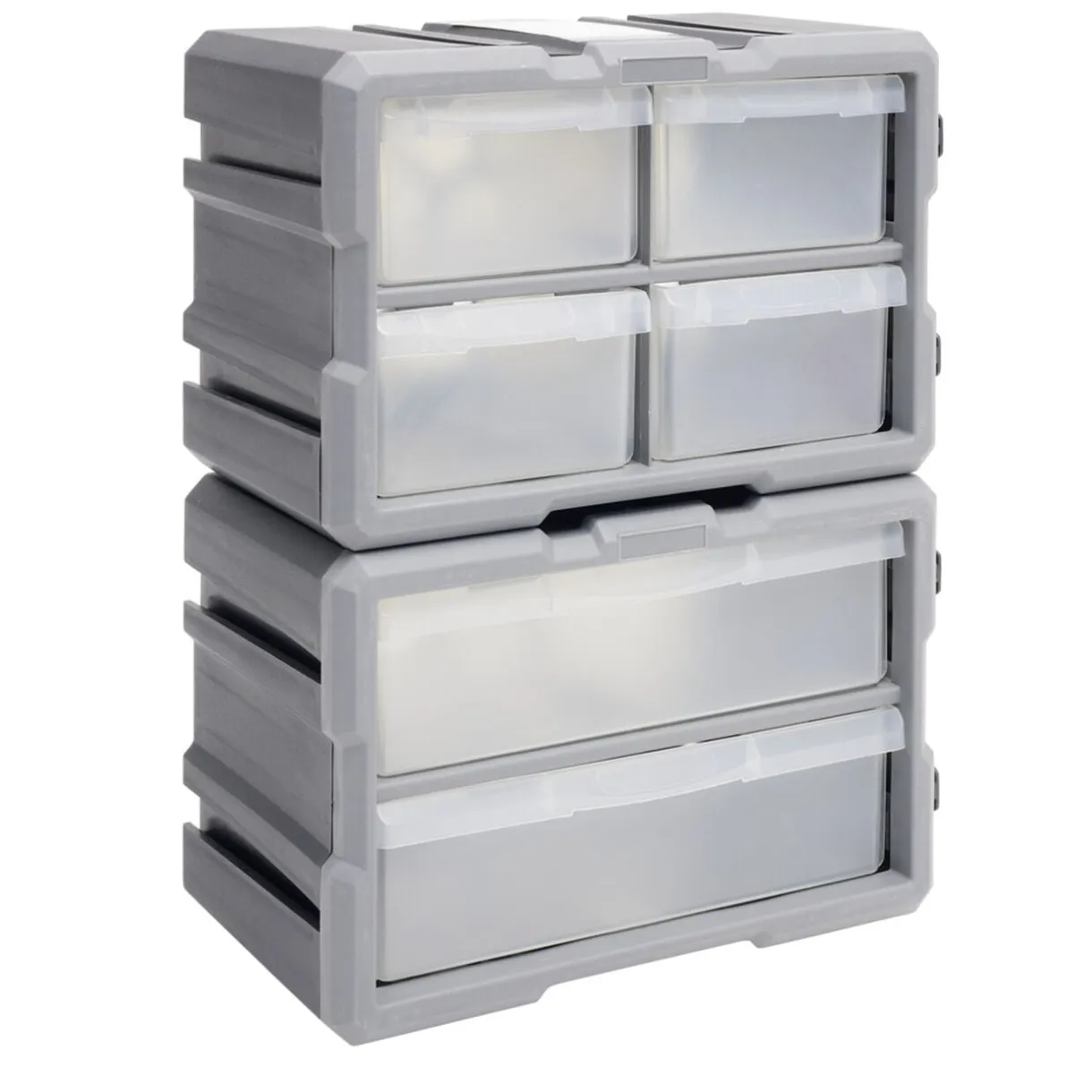 Boîte de rangement bricolage modulable plastique gris 4 casiers 28x17xH16cm < Gifi Discount