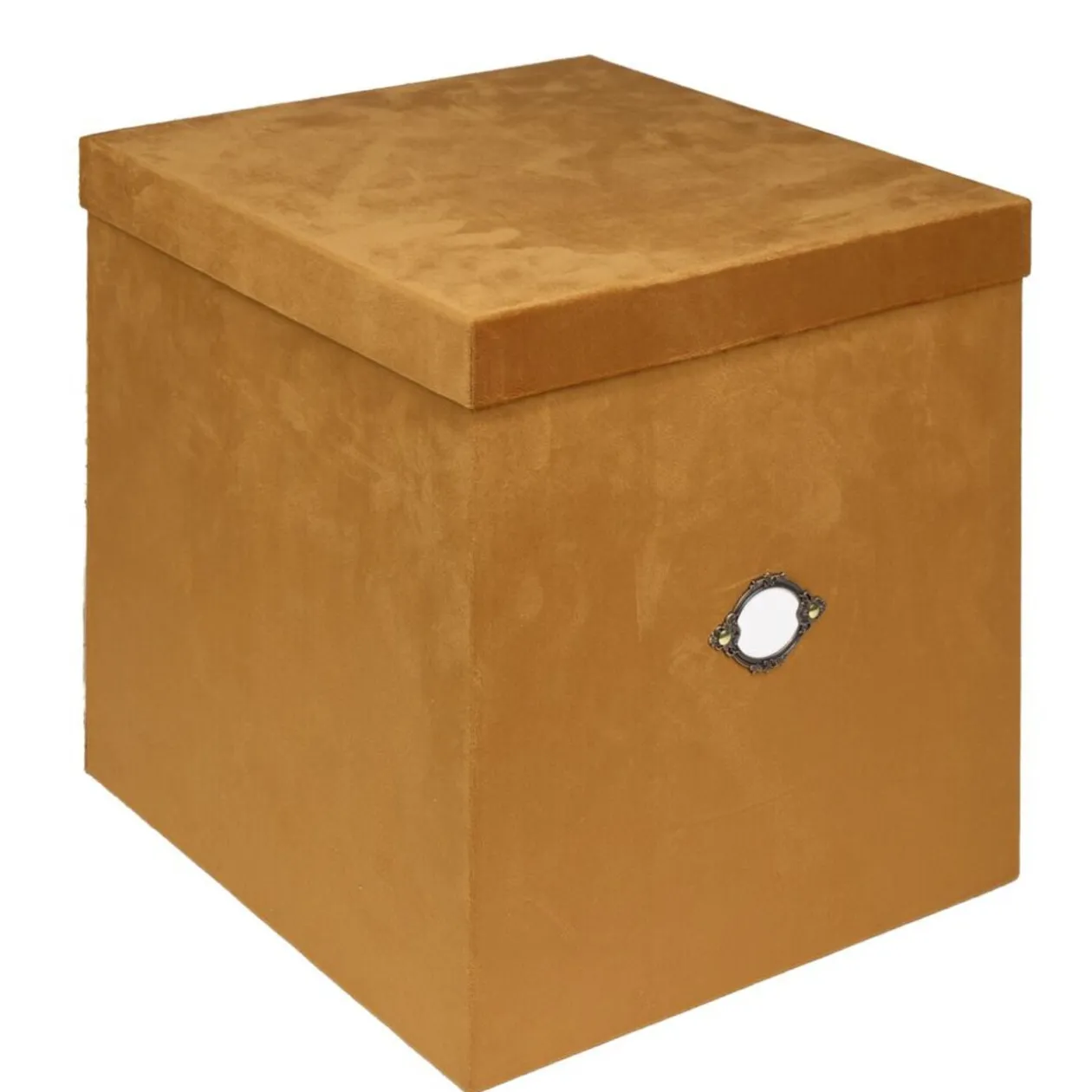 Boîte de rangement carrée velours marron 32x32xH35cm - Taille L