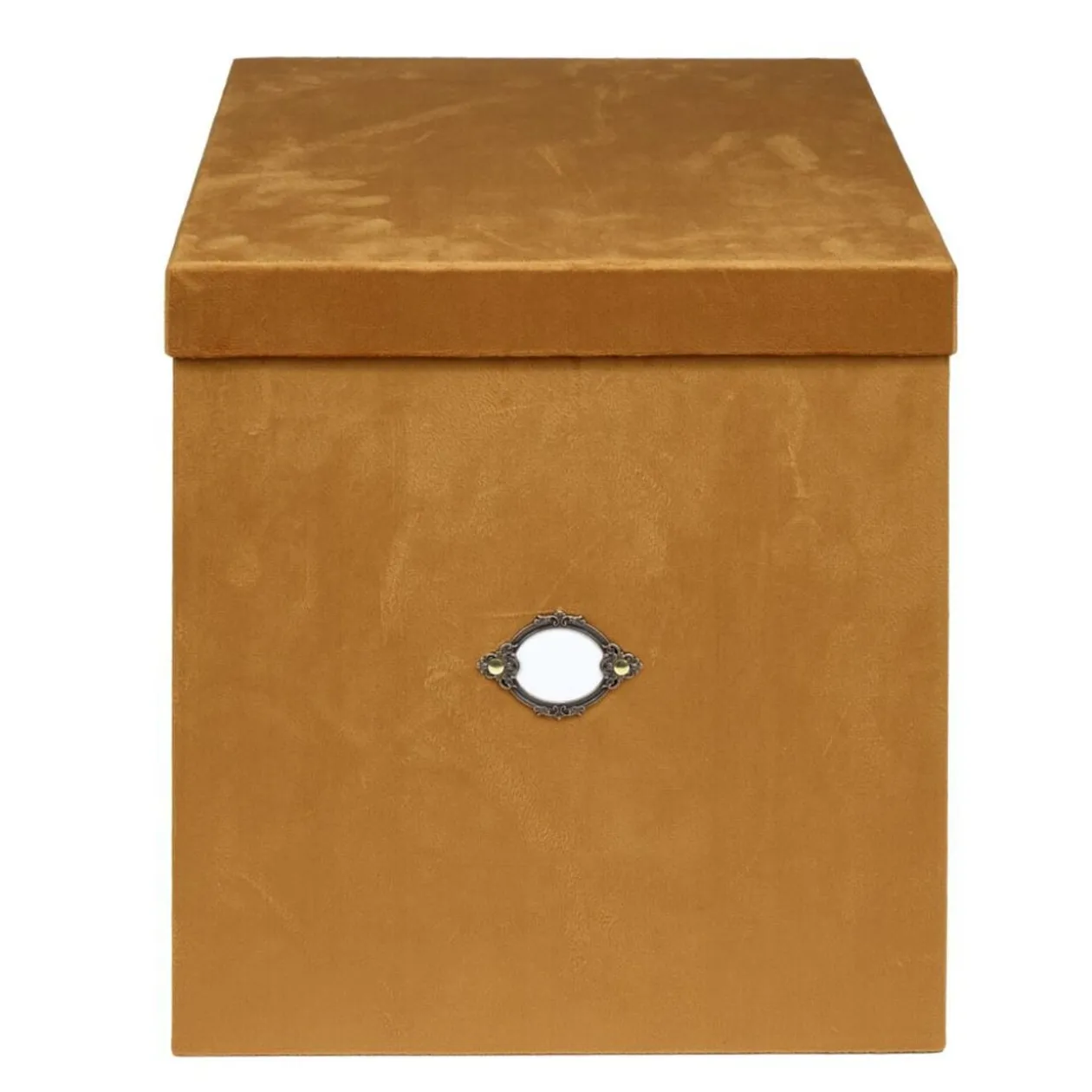 Boîte de rangement carrée velours marron 32x32xH35cm - Taille L