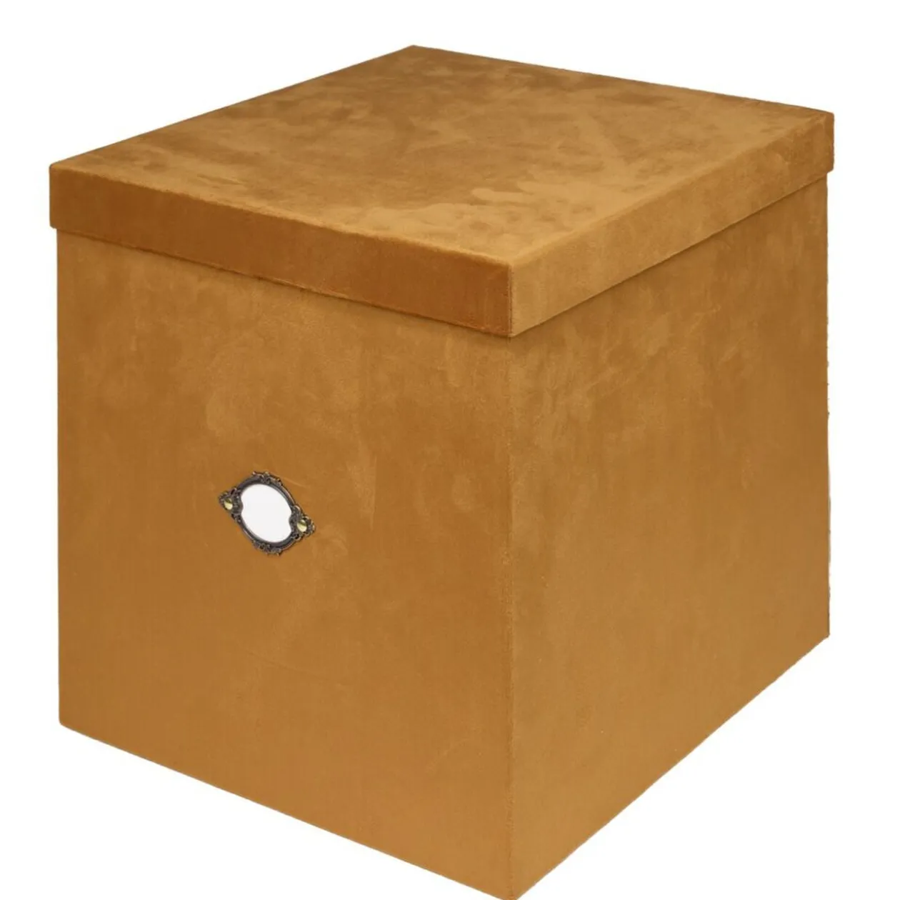 Boîte de rangement carrée velours marron 32x32xH35cm - Taille L