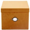 Boîte de rangement carrée velours marron 25x20xH30cm - Taille M