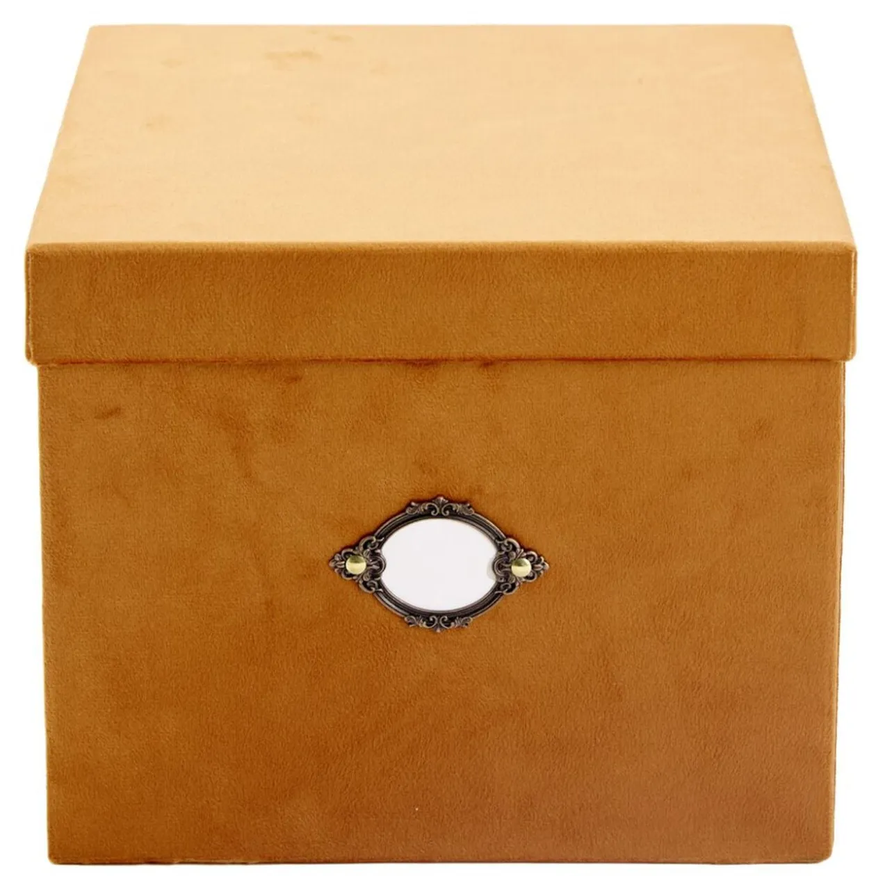 Boîte de rangement carrée velours marron 25x20xH30cm - Taille M