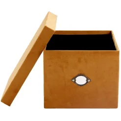 Boîte de rangement carrée velours marron 25x20xH30cm - Taille M