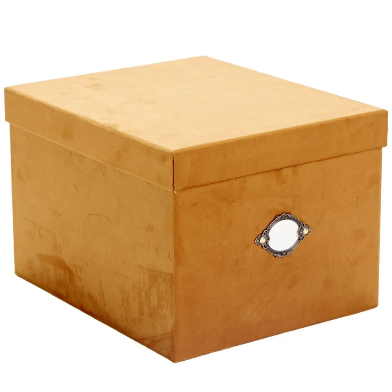 Boîte de rangement carrée velours marron 25x20xH30cm - Taille M