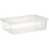 Boîte de rangement dessous de lit blanc transparent avec couvercle 28L
