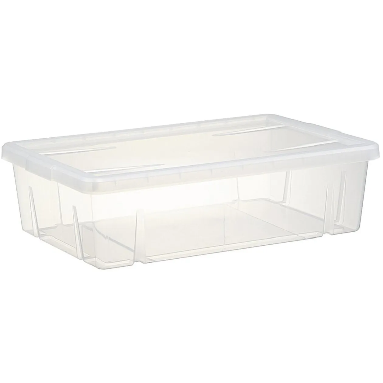 Boîte de rangement dessous de lit blanc transparent avec couvercle 28L