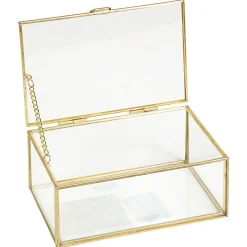 Boîte de rangement en verre et laiton < Gifi Online
