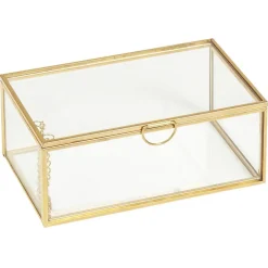 Boîte de rangement en verre et laiton < Gifi Online