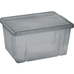 Boîte de rangement gris fumé avec couvercle 30L < Gifi Best