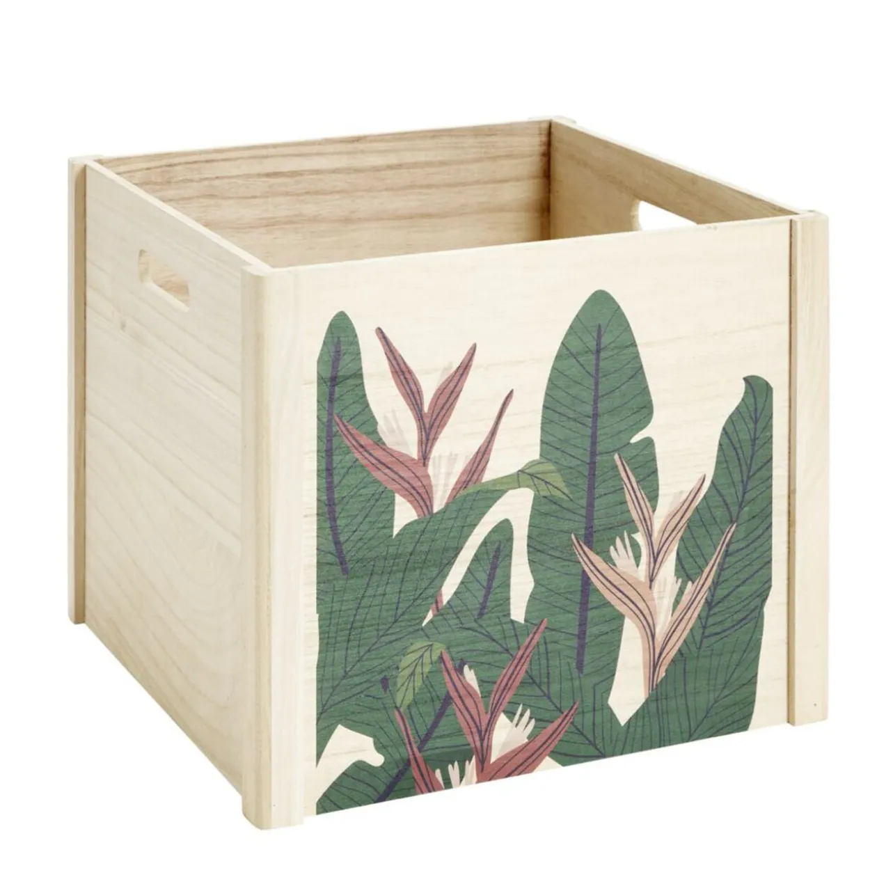 Boîte de rangement ouverte en bois 34x28xH34cm (2 modèles)