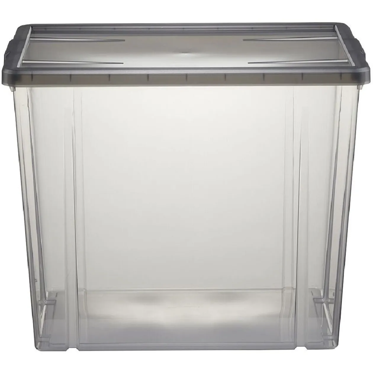 Boîte de rangement ransparente avec couvercle gris 82L