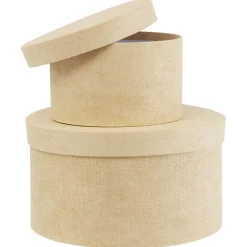 Boîte de rangement ronde beige Ø22xH12cm < Gifi