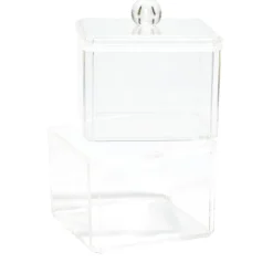 Boîte de rangement salle de bain 2 compartiments 9,3x9,3xH15,5cm