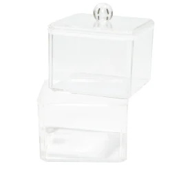 Boîte de rangement salle de bain 2 compartiments 9,3x9,3xH15,5cm