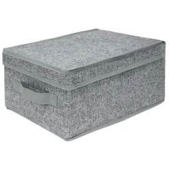 Boîte de rangement tissu tissé avec couvercle 37x25xH16cm (2 modèles)
