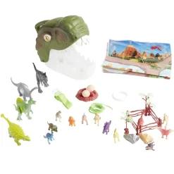 Boîte de rangement tête de dinosaure avec figurines