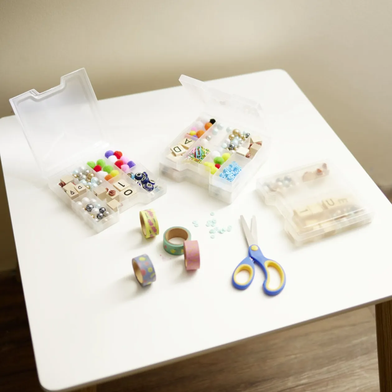 Boîte de rangement x4 plastique empilable 13x13xH9,5cm