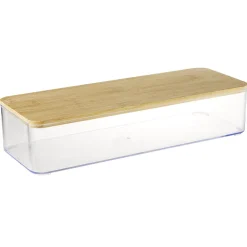 Boîte de rangement x3 plastique transparent couvercle bambou < Gifi Hot