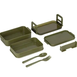 Boîte déjeuner rectangulaire plastique 2 niveaux et couverts 18x10xH8,5cm (2 modèles) < Gifi