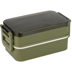 Boîte déjeuner rectangulaire plastique 2 niveaux et couverts 18x10xH8,5cm (2 modèles) < Gifi