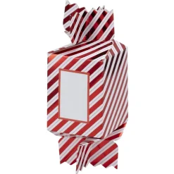 Boîte emballage cadeaux forme bonbon de Noël à monter x4 rouge et blanc