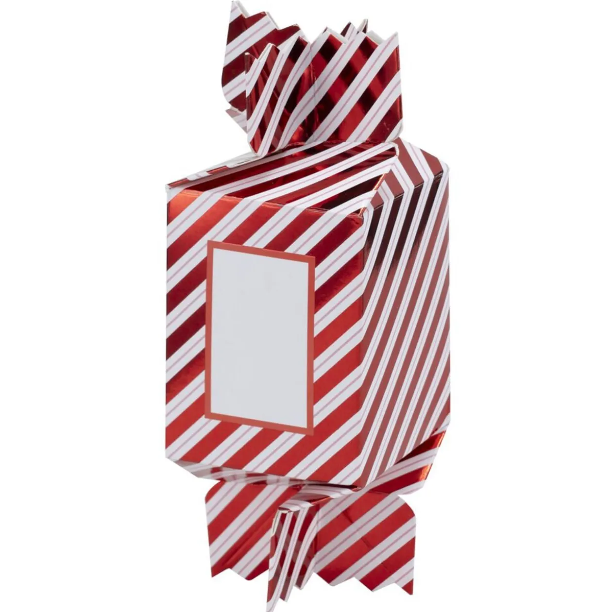 Boîte emballage cadeaux forme bonbon de Noël à monter x4 rouge et blanc