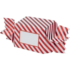Boîte emballage cadeaux forme bonbon de Noël à monter x4 rouge et blanc