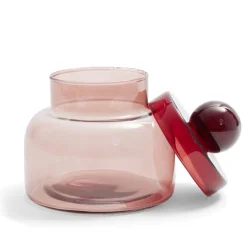Boîte en verre marron + couvercle rose Ø12xH16cm < Gifi Outlet