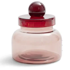 Boîte en verre marron + couvercle rose Ø12xH16cm < Gifi Outlet
