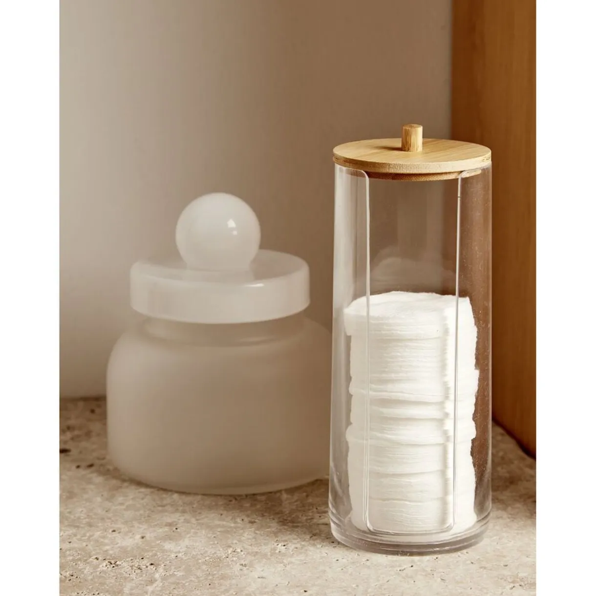 Boîte en verre transparent + couvercle blanc Ø12xH16cm < Gifi Hot