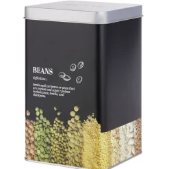 Boîte à légumes secs en métal noir design beans - 10,7x10,7xH.17,5cm