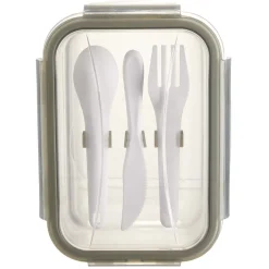 Boîte Lunchbox en verre avec couverts en plastique 1,2L < Gifi Sale