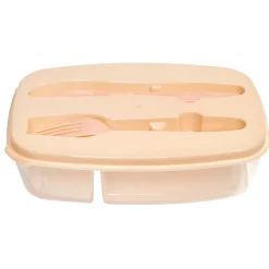 Boîte lunch 1L avec fourchette et couteau 22,5x15,5xH12cm (2 modèles)