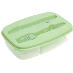 Boîte lunch 1L avec fourchette et couteau 22,5x15,5xH12cm (2 modèles)