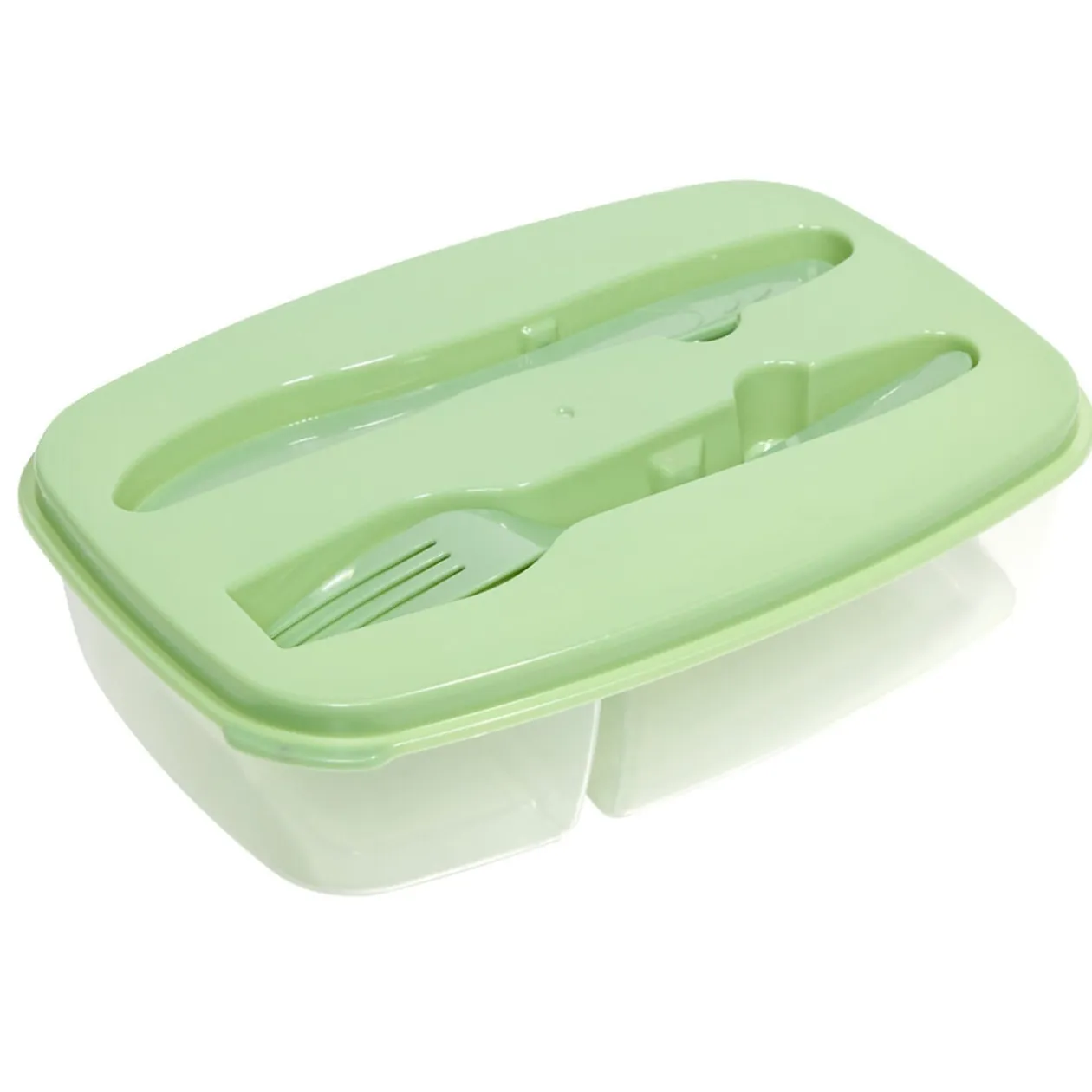 Boîte lunch 1L avec fourchette et couteau 22,5x15,5xH12cm (2 modèles)
