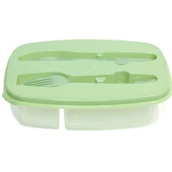 Boîte lunch 1L avec fourchette et couteau 22,5x15,5xH12cm (2 modèles)