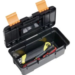 Boîte à outils en plastique noir et jaune 25x10xH13cm < Gifi Online