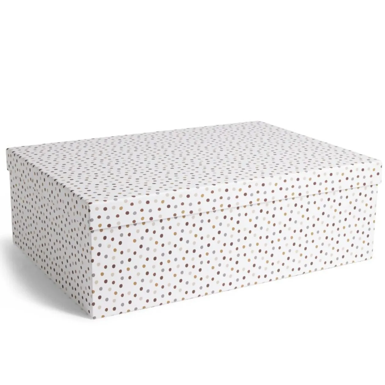 Boîte papier blanc à pois 48x33,5x16cm
