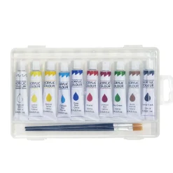 Boîte peinture acrylique 10 tubes 16ml avec 2 pinceaux