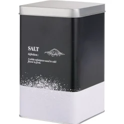 Boîte à sel en métal noir et gris design salt - 10,7x10,7xH.17,5cm
