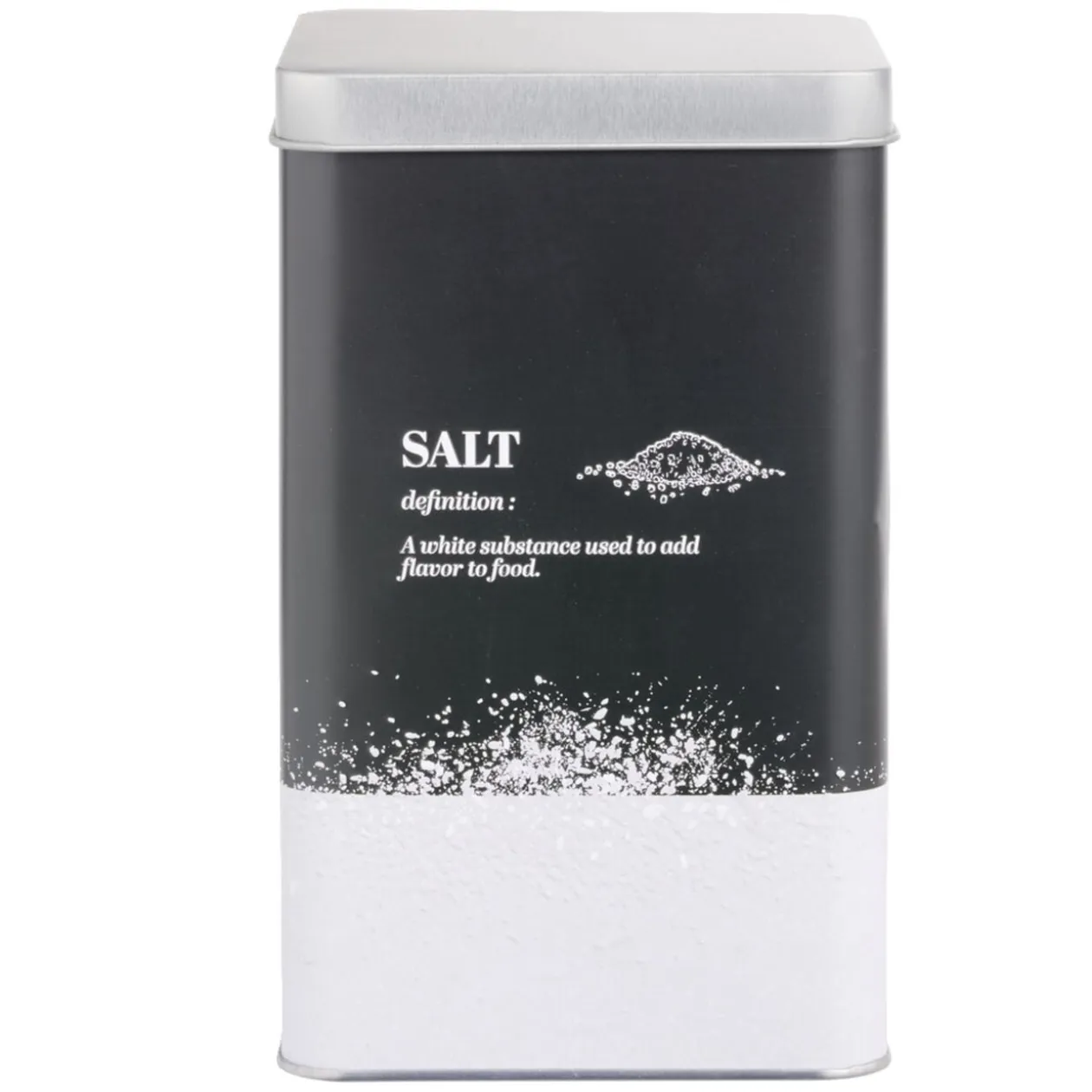 Boîte à sel en métal noir et gris design salt - 10,7x10,7xH.17,5cm