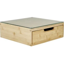 Boîte tiroir à dosettes en bambou et verre