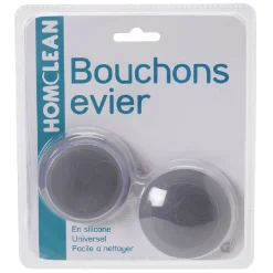 Bouchon évier silicone gris x2