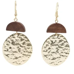 Boucles d'oreilles bois et métal martelé doré L3,5cm < Gifi Best