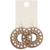 Boucles d'oreilles créoles bois filigrane marron