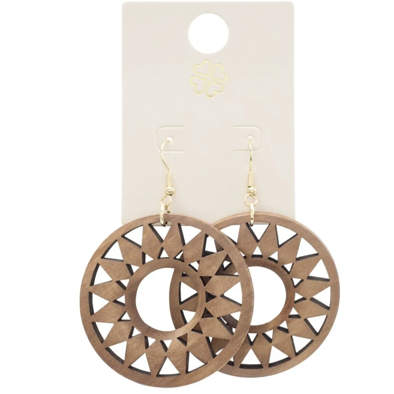 Boucles d'oreilles créoles bois filigrane marron