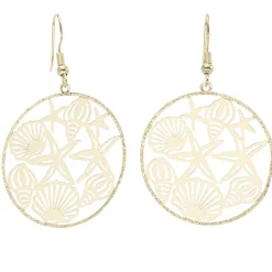 Boucles d'oreilles filigrane marin laiton doré L2cm